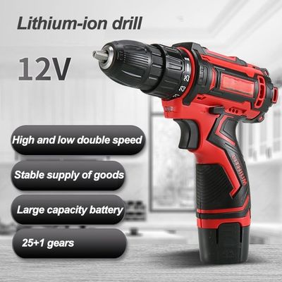 Household Power Drill Drivers 12V With Lithium Battery Rechargeable