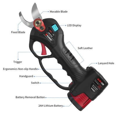 25mm Garden Battery Operated Pruning Shears With LED Display 2Ah Battery