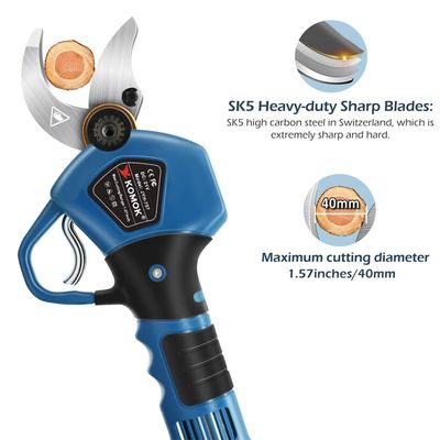 Cordless Electric Battery Operated Pruning Secateurs Plastic Material Navy Blue Color