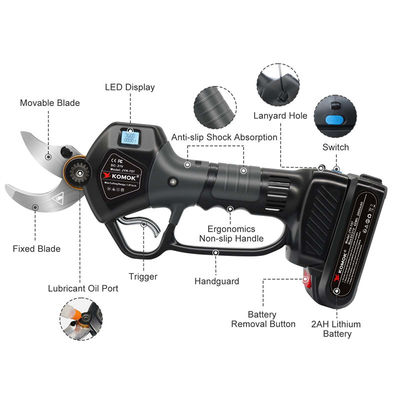Black Electric Cordless Pruning Shears , SK5 Blades Battery Operated Pruners
