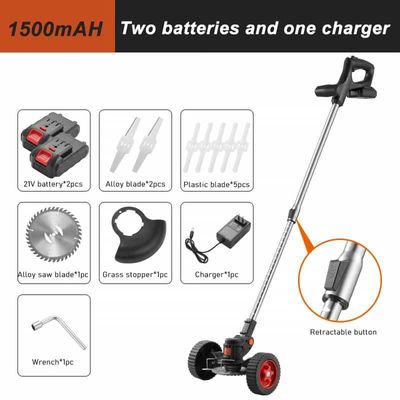 3 In 1 Electric String Trimmer , Adjustable Battery Powered Weed Eater With Wheel