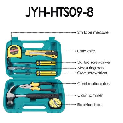 JYH-HTS09-8 Decoration Household Tool Sets With Claw Hammer