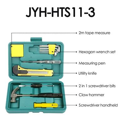 JYH-HTS11-3 12pcs Home Car Repair Tool Kit Screwdriver Hammer Wrench Home Hardware Tools