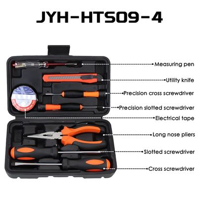 JYH-HTS09-4 Black Household Tool Box Set 8 Piece Mechanic Toolbox Set With Hammer