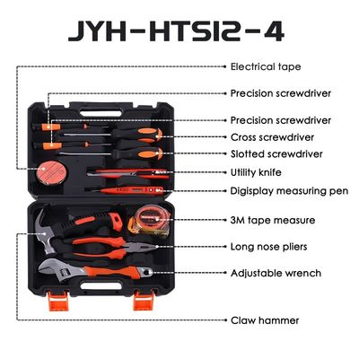 JYH-HTS12-4 11-Piece home toolbox set Household Hand Tool Set In Hard Box Packaging