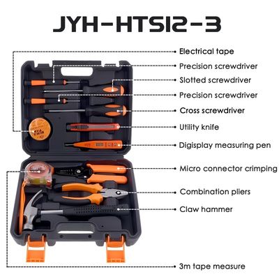 JYH-HTS12-3 11-Piece Heavy Duty Tool Set Household Hand Tool Set Hard Box Packaging