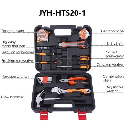JYH-HTS20-1 20-Piece Household Tool Kit Home Repair Auto Hand Tool Kit with Plastic Toolbox
