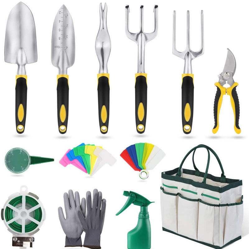 Durable Heavy Duty Tool Set Canvas Bag Combination Kit Aluminum Shovel Garden Scissors with Cloth Bucket