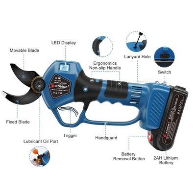 Navy Blue Electric Pruning Shears With Rechargeable 21V Battery