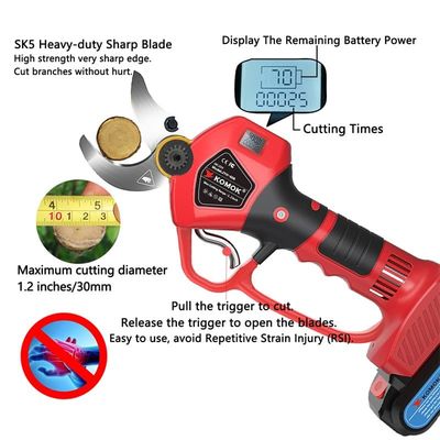 LED Display Electric Pruning Shears Cordless For Gardens Parks Farms Clean