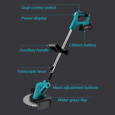 Height Adjustable Cordless Weed Trimmer , 2000mAh Lithium Battery Powered Grass Edger